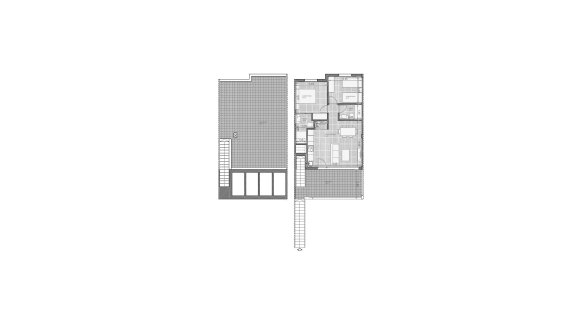 Планировка бунгало 2 спальни в ЖК THIAR VILLAGE IV № 4 (2D)